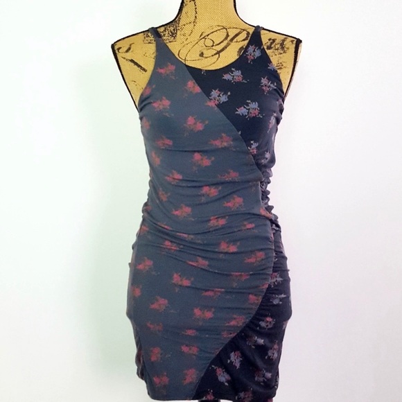 Free People Two-Tone Flower Print Bodycon Mini - Picture 1 of 2